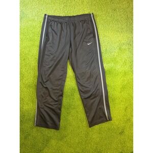 Nike Mens Black Grey Side Stripe Track Pants Large Drawstring Athletic Joggers